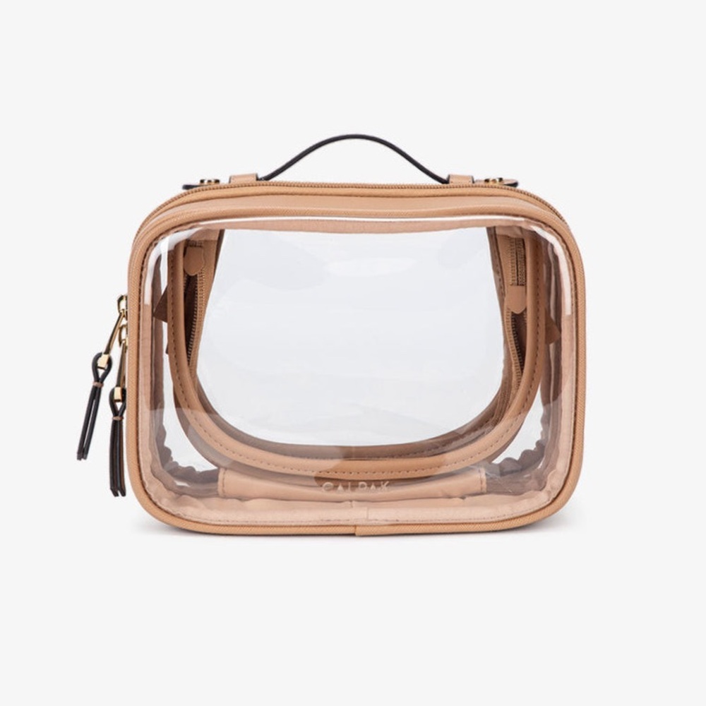 NWT NEW WITH DUST BAG CALPAK Makeup Bag  Clear Cosmetic Case Stone